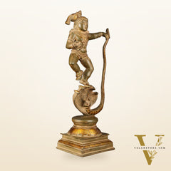 Pure Brass Vintage Kalinga Narthana Krishna Idol - 18 Inch