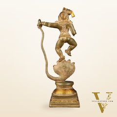 Pure Brass Vintage Kalinga Narthana Krishna Idol - 18 Inch