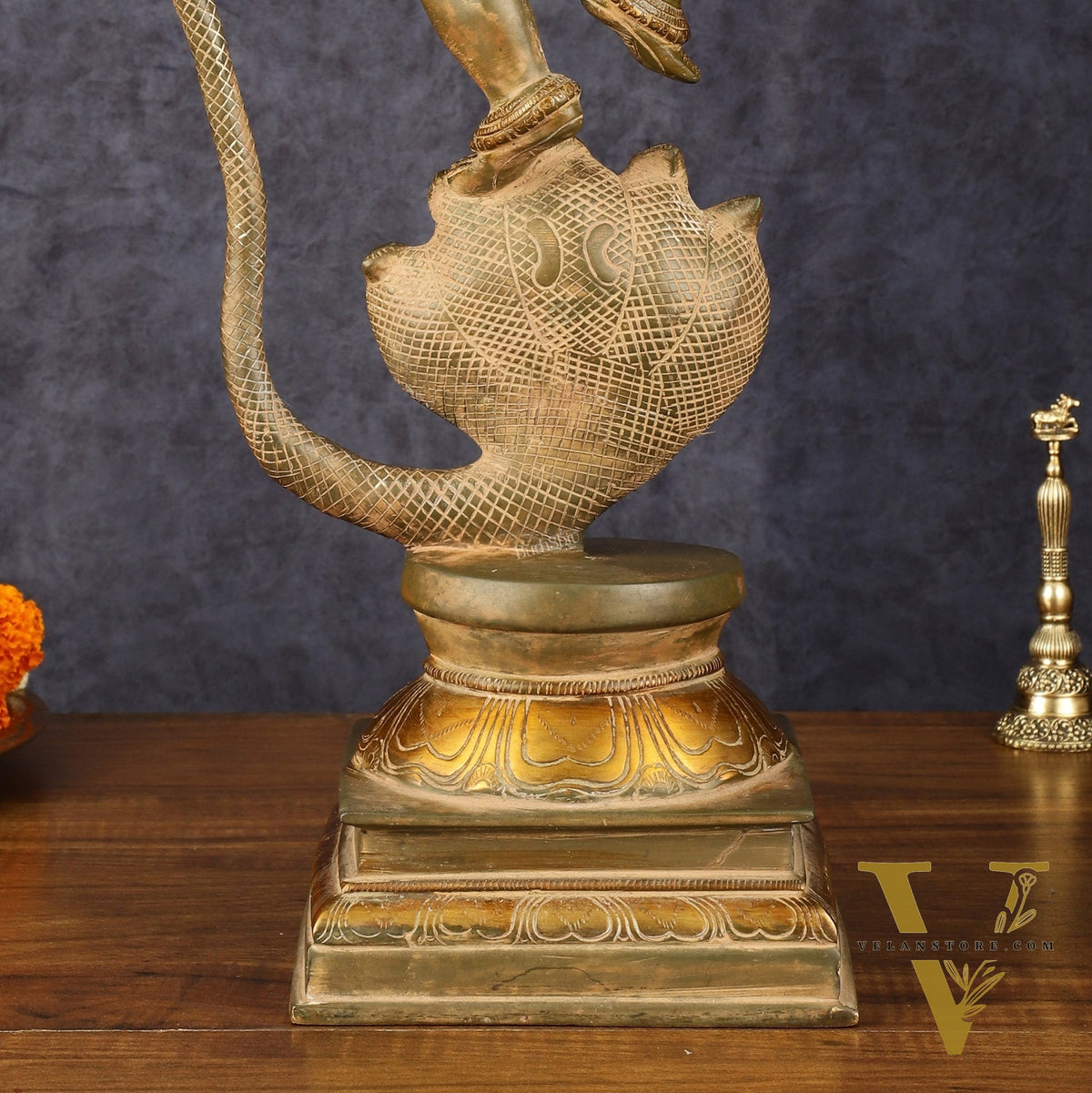 Pure Brass Vintage Kalinga Narthana Krishna Idol - 18 Inch