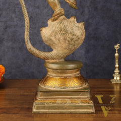 Pure Brass Vintage Kalinga Narthana Krishna Idol - 18 Inch
