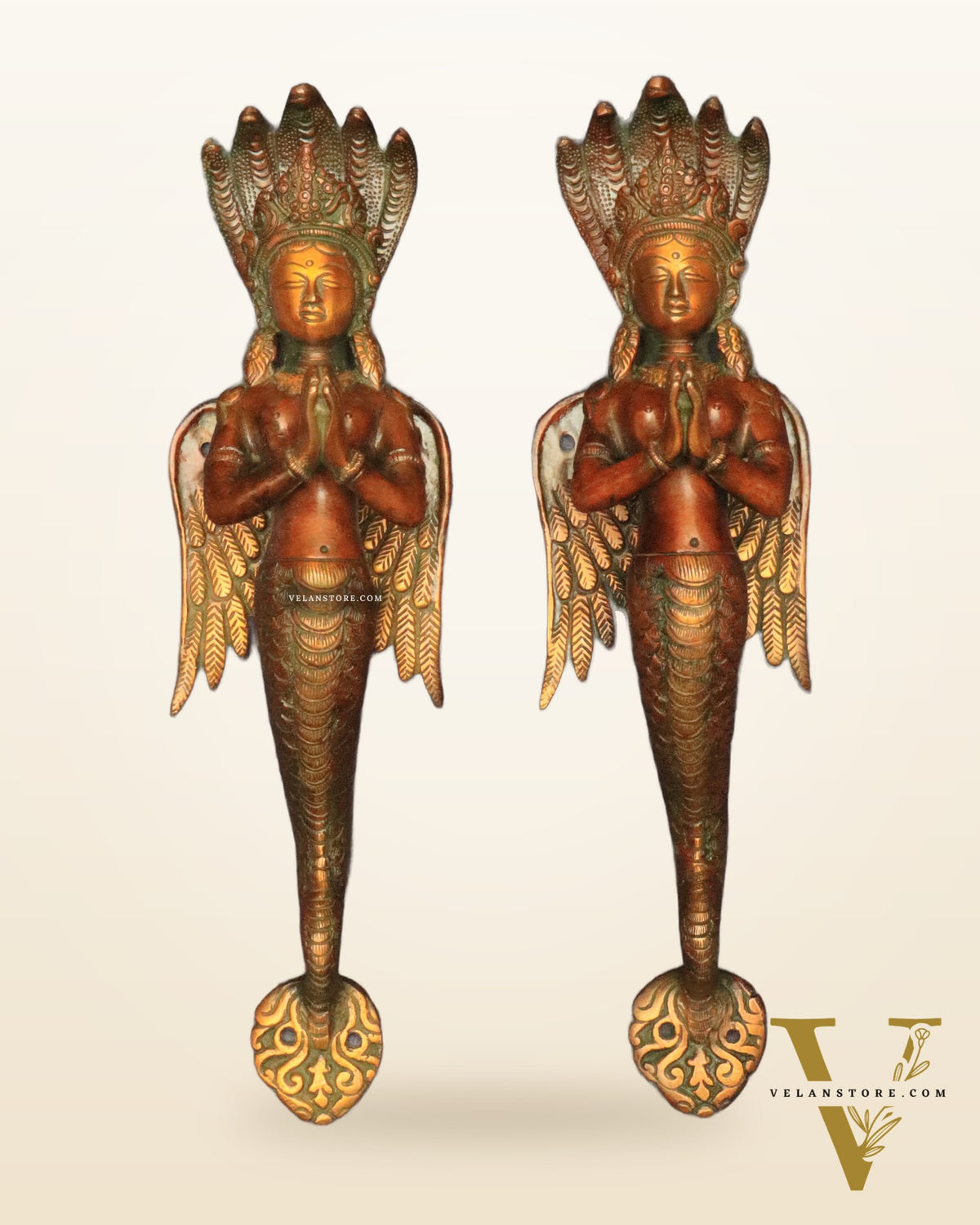 Pure Brass Vintage Naag Kanya Door Handles