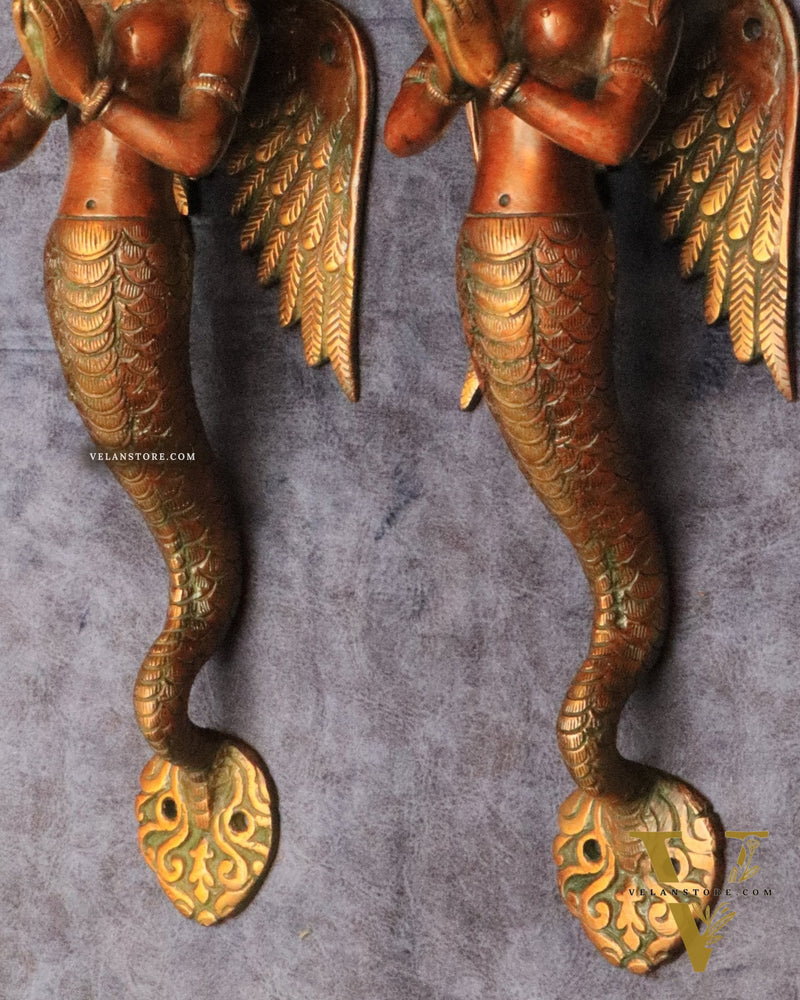 Pure Brass Vintage Naag Kanya Door Handles