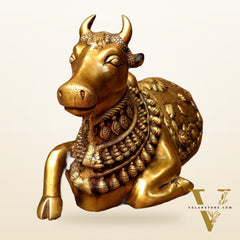 Pure Brass Vintage Nandi Sculpture - Handcrafted 21"