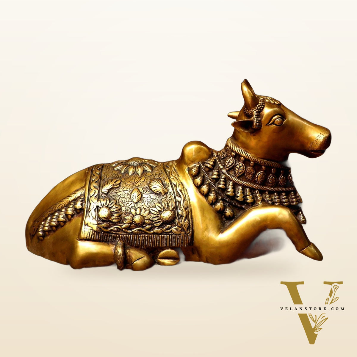 Pure Brass Vintage Nandi Sculpture - Handcrafted 21"