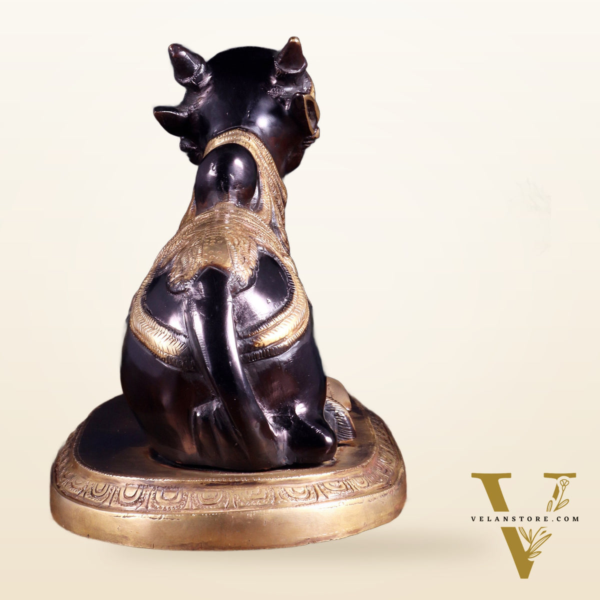 Pure Brass Vintage Nandi Statue – black tone 12.6 inch