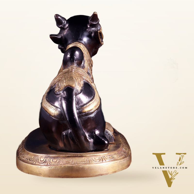 Pure Brass Vintage Nandi Statue – black tone 12.6 inch