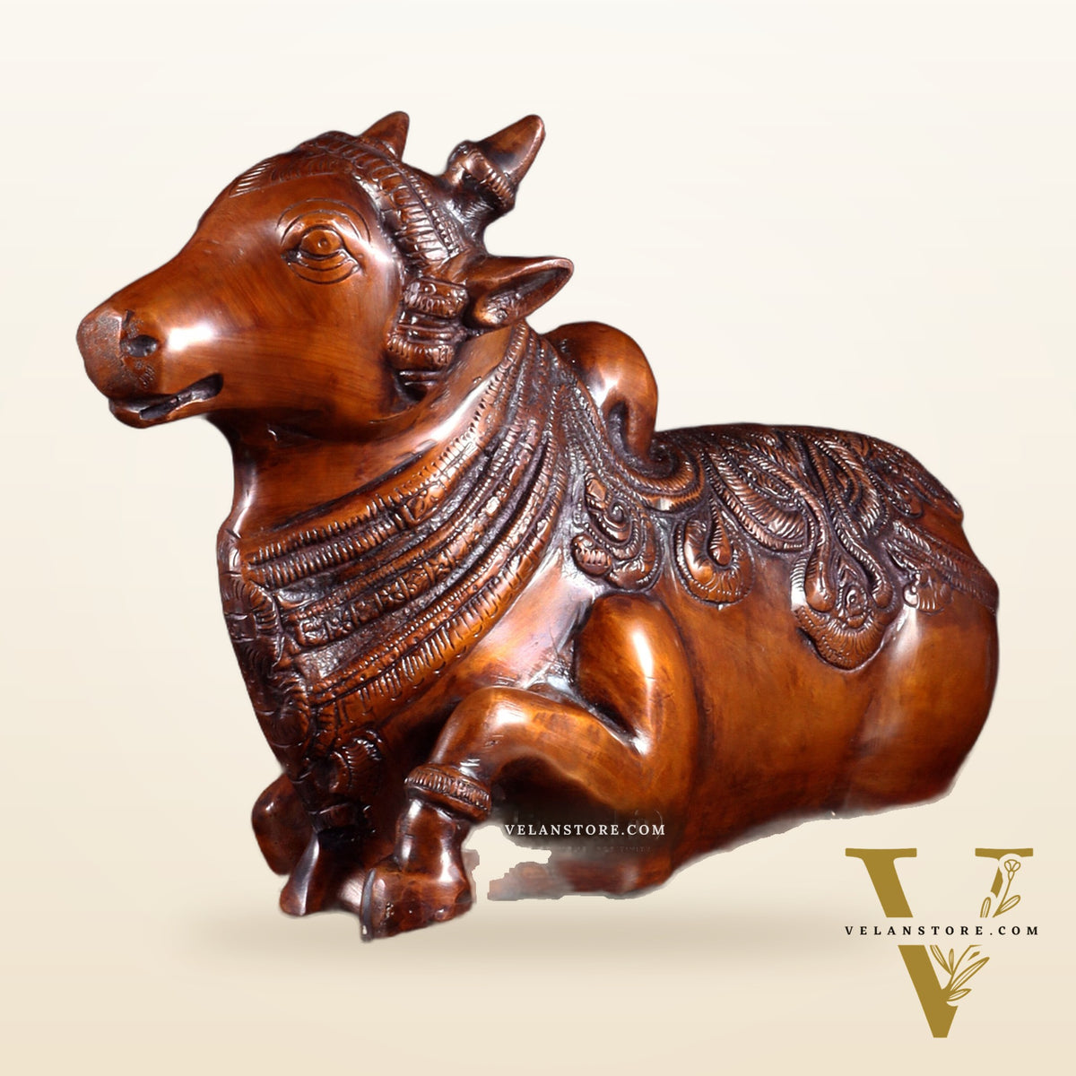 Pure Brass Vintage Nandi Statue – Chola brown Finish 12.6 inch