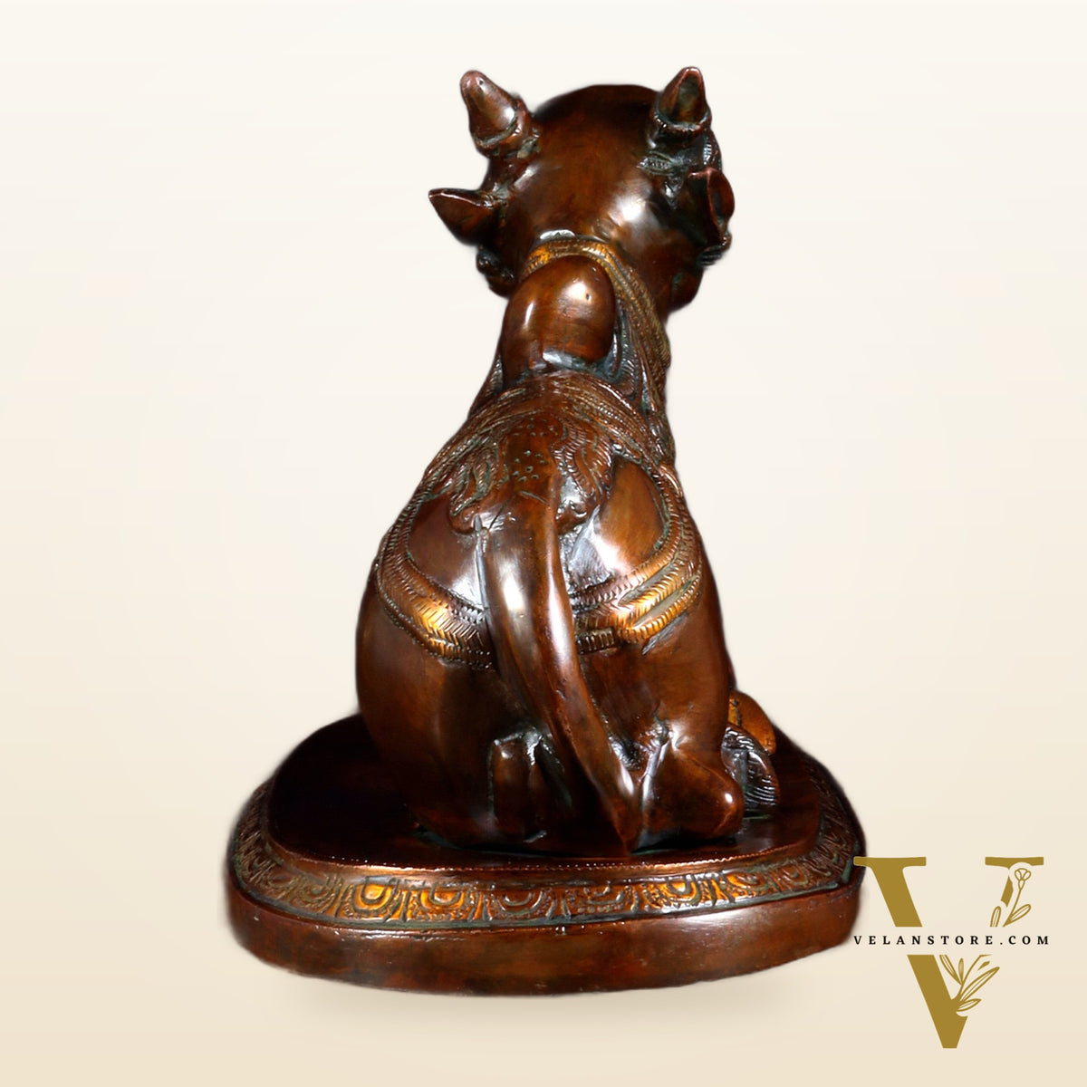 Pure Brass Vintage Nandi Statue – double Chola Finish 12.6 inch
