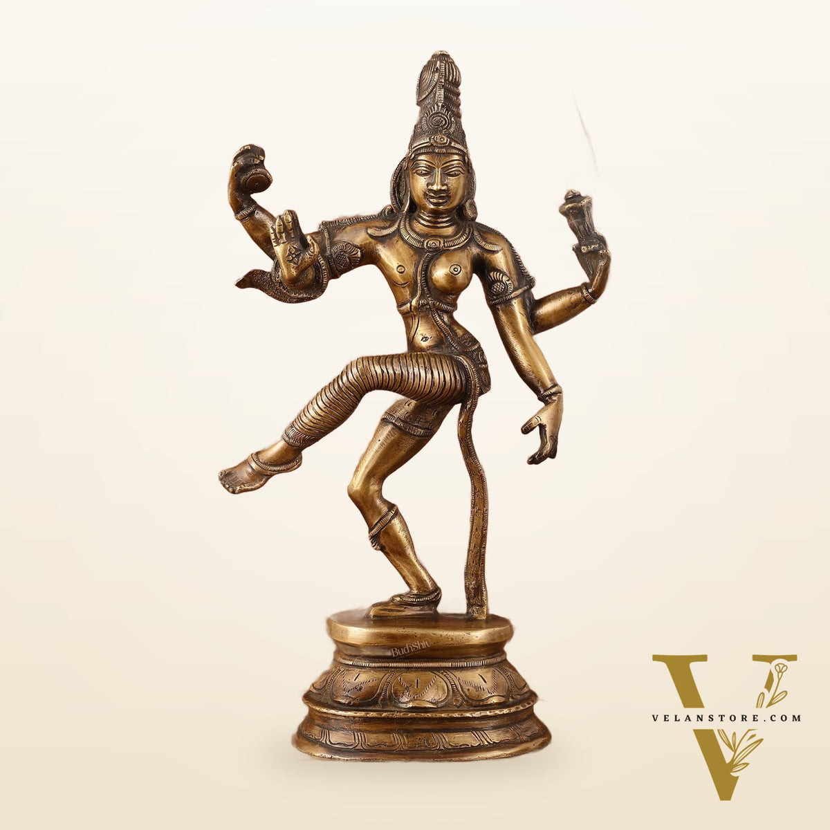 Pure Brass Vintage Tone Dancing Ardhanarishwara Idol - 15"