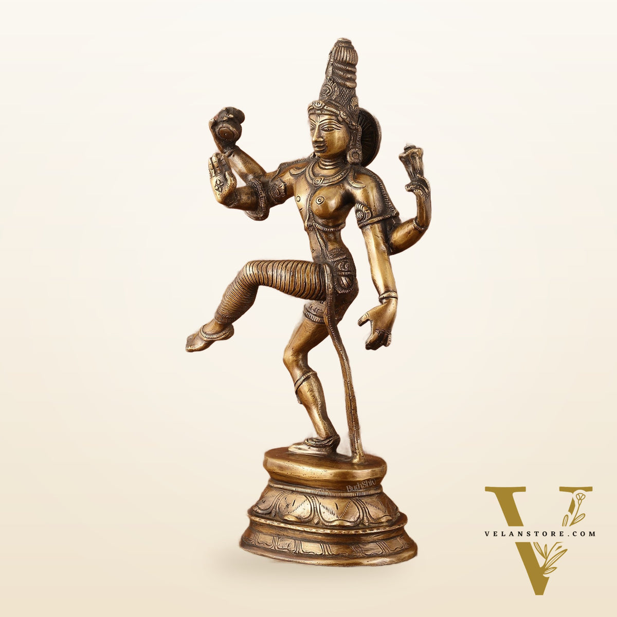 Pure Brass Vintage Tone Dancing Ardhanarishwara Idol - 15"
