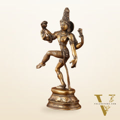 Pure Brass Vintage Tone Dancing Ardhanarishwara Idol - 15"