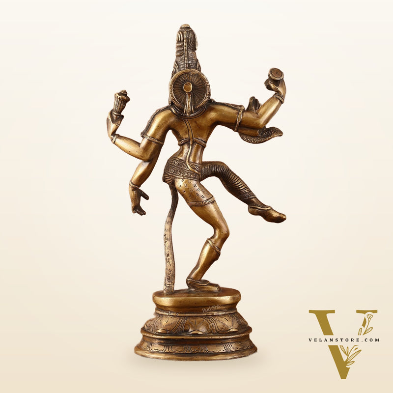 Pure Brass Vintage Tone Dancing Ardhanarishwara Idol - 15"