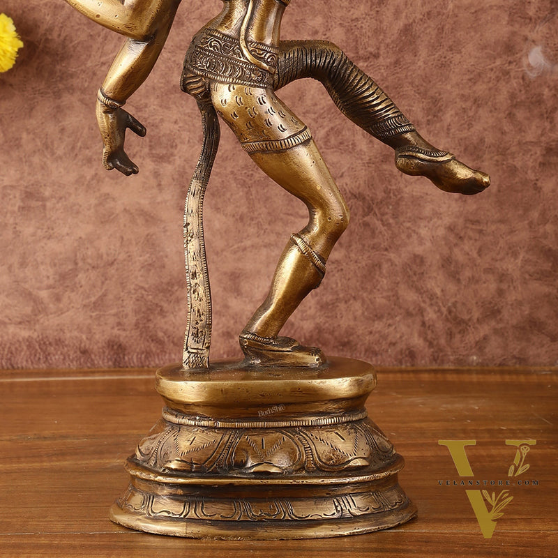 Pure Brass Vintage Tone Dancing Ardhanarishwara Idol - 15"