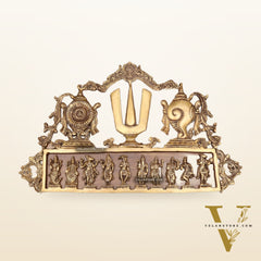 Pure Brass Vishnu Dashavatar Wall Panel with Shankh Chakra Design 24 inch