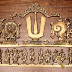 Pure Brass Vishnu Dashavatar Wall Panel with Shankh Chakra Design 24 inch