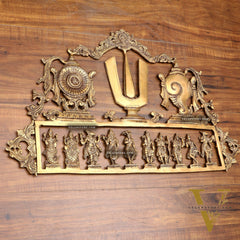Pure Brass Vishnu Dashavatar Wall Panel with Shankh Chakra Design 24 inch