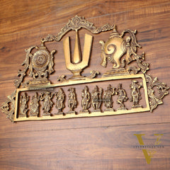 Pure Brass Vishnu Dashavatar Wall Panel with Shankh Chakra Design 24 inch