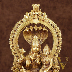 Pure Brass Vishnu Lakshmi Seated on Sheshanaaga Idol 10 inch