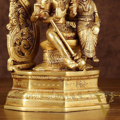 Pure Brass Vishnu Lakshmi Seated on Sheshanaaga Idol 10 inch