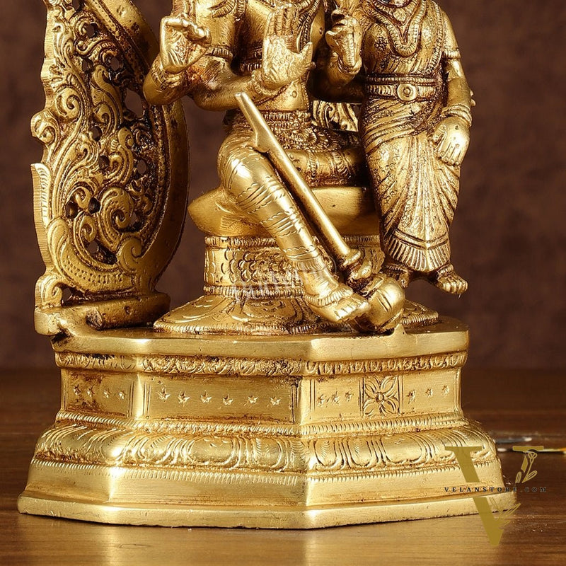 Pure Brass Vishnu Lakshmi Seated on Sheshanaaga Idol 10 inch