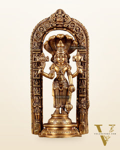 Pure Brass Vishnu with Sheshanaag & Prabhavali Arch 12 inch