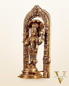 Pure Brass Vishnu with Sheshanaag & Prabhavali Arch 12 inch