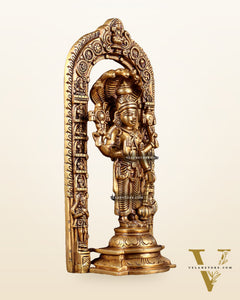 Pure Brass Vishnu with Sheshanaag & Prabhavali Arch 12 inch