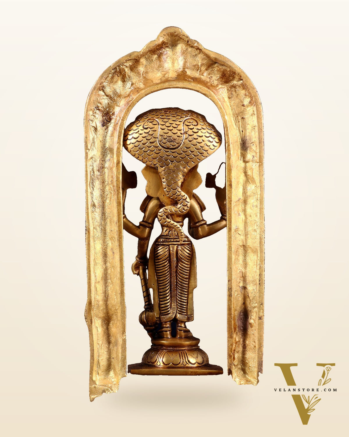 Pure Brass Vishnu with Sheshanaag & Prabhavali Arch 12 inch