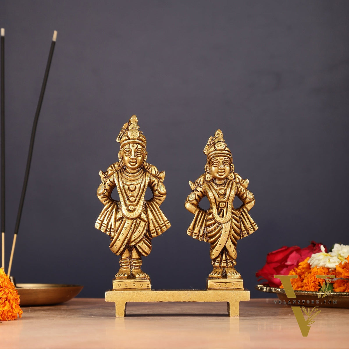 Pure Brass Vitthal Rukmani Idol 5"