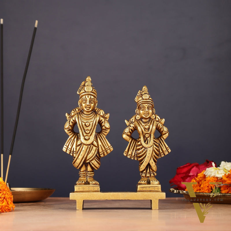 Pure Brass Vitthal Rukmani Idol 5"