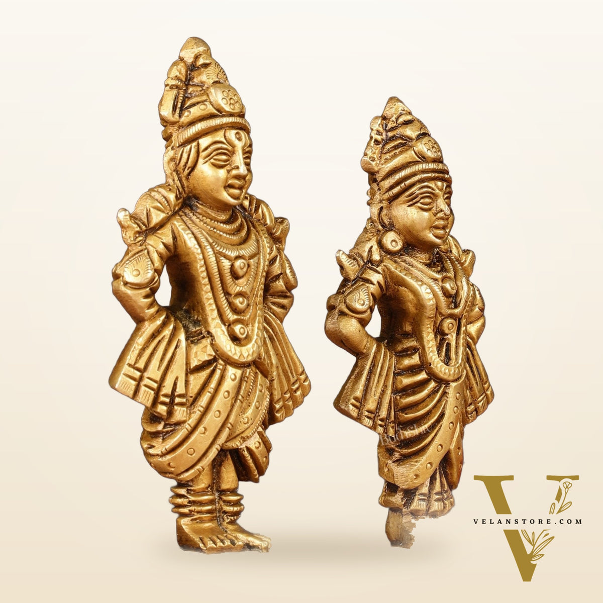 Pure Brass Vitthal Rukmani Idol 5"