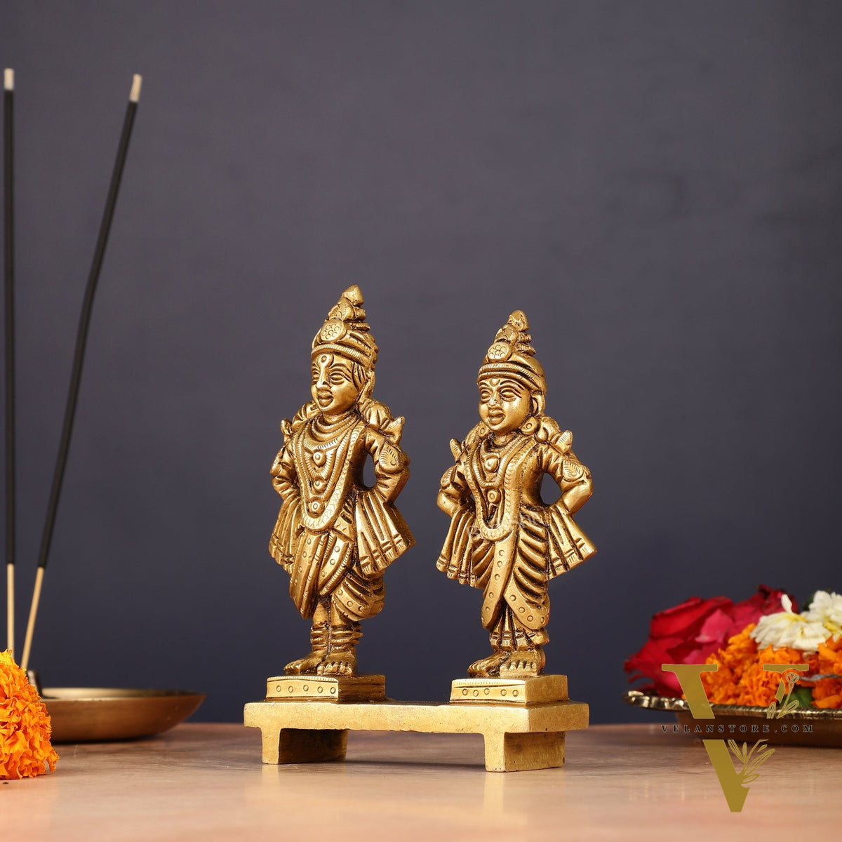 Pure Brass Vitthal Rukmani Idol 5"