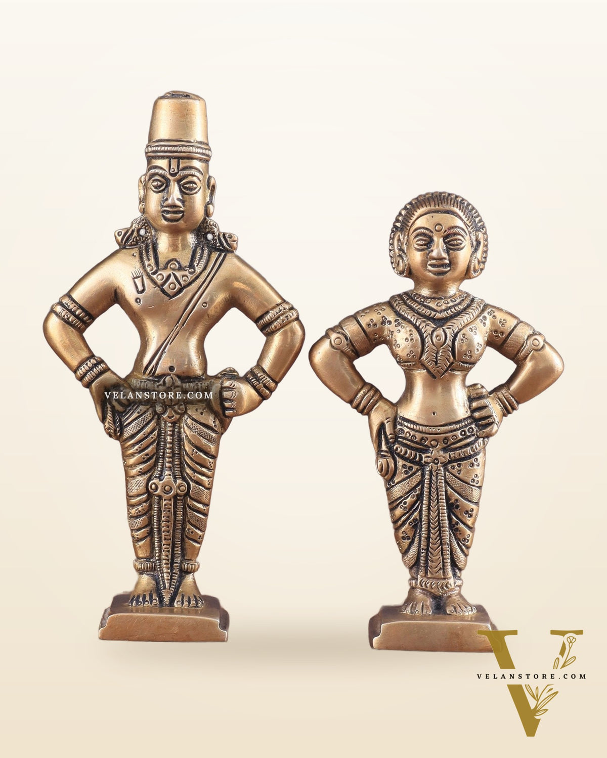 Pure Brass Vitthal Rukmini (Pandurangan Ruckhmai) Idol Pair 7"