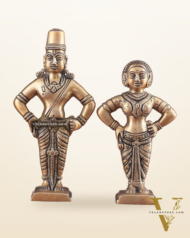 Pure Brass Vitthal Rukmini (Pandurangan Ruckhmai) Idol Pair 7"