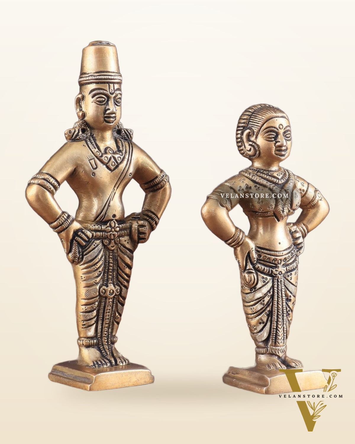 Pure Brass Vitthal Rukmini (Pandurangan Ruckhmai) Idol Pair 7"
