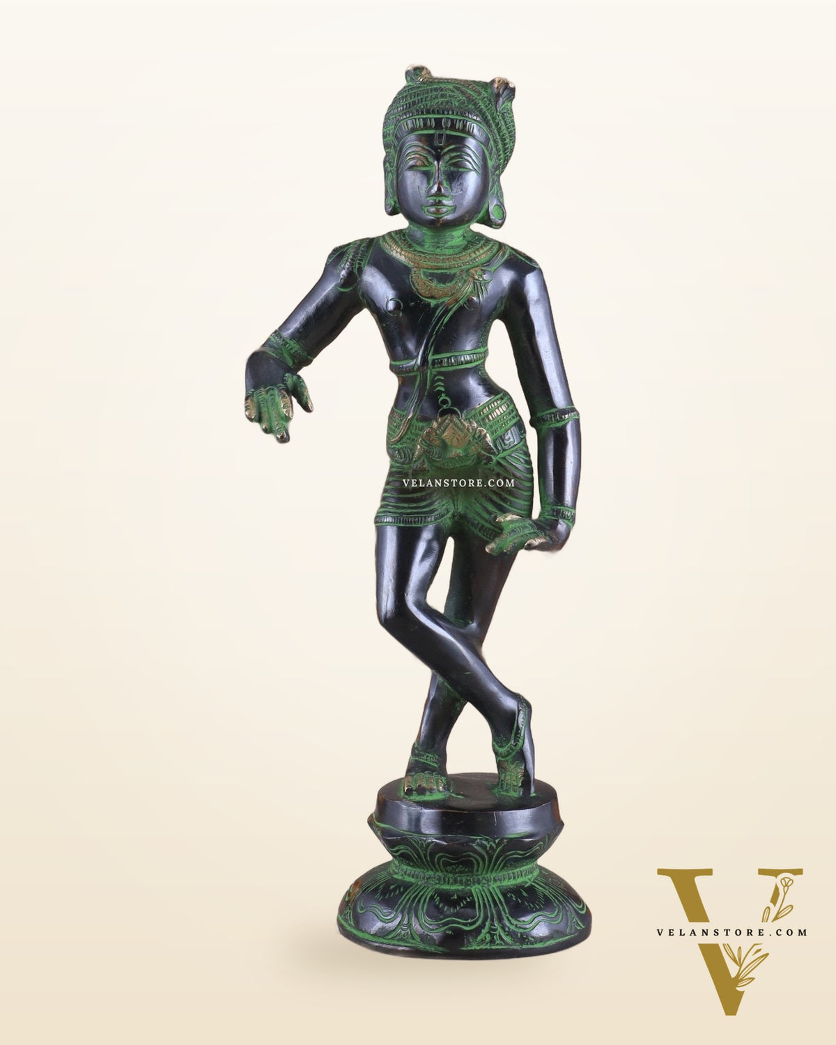 Pure Brass Vrishabhavahana murti Shiva Statue black Green Antique Patina - 11.5" Tall
