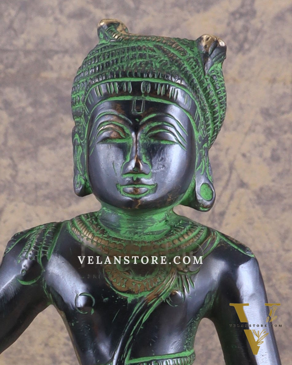 Pure Brass Vrishabhavahana murti Shiva Statue black Green Antique Patina - 11.5" Tall