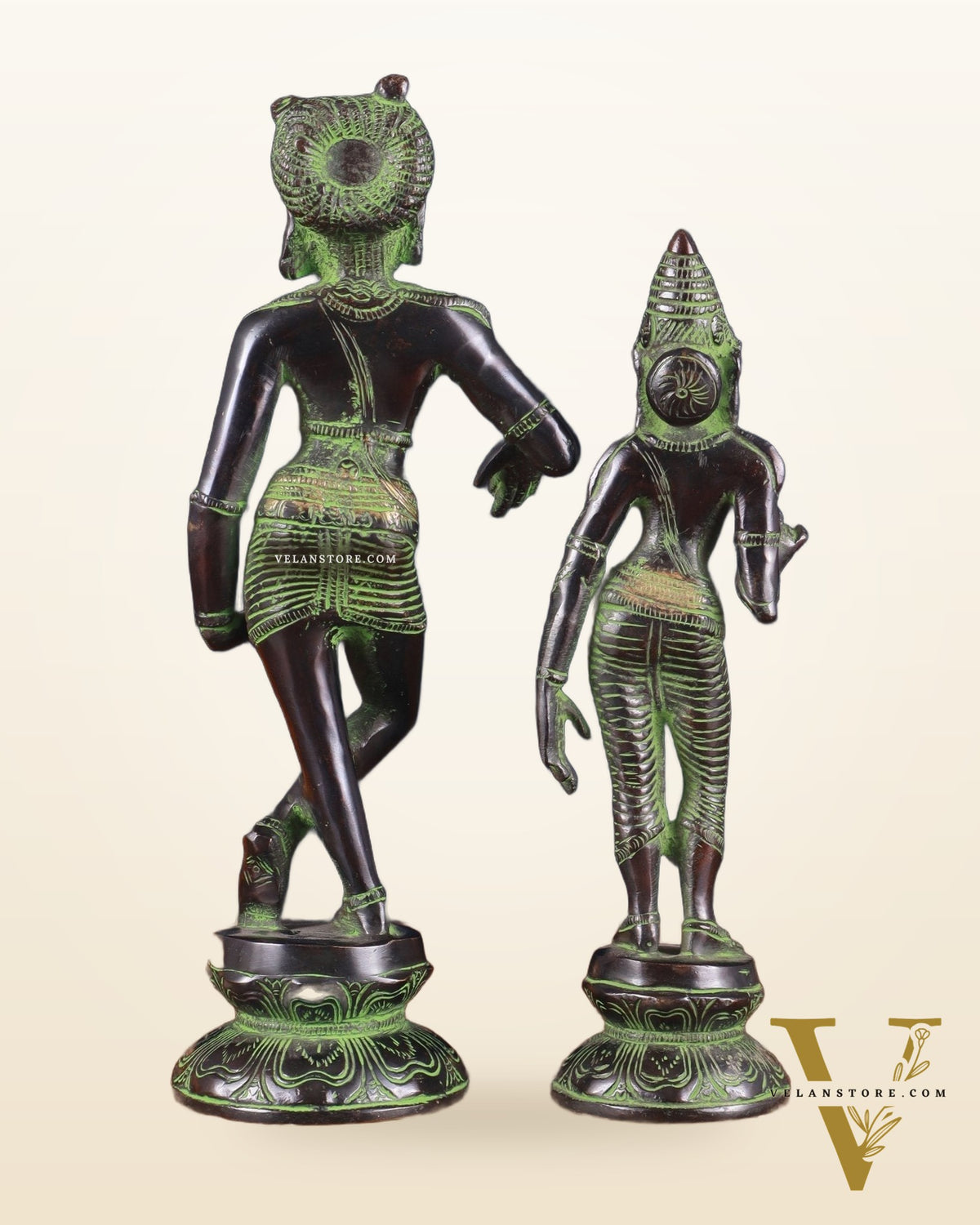 Pure Brass Vrishabhavahanamurti Shiva and Goddess Uma Parvati Statue Pair - black Antique Patina Finish