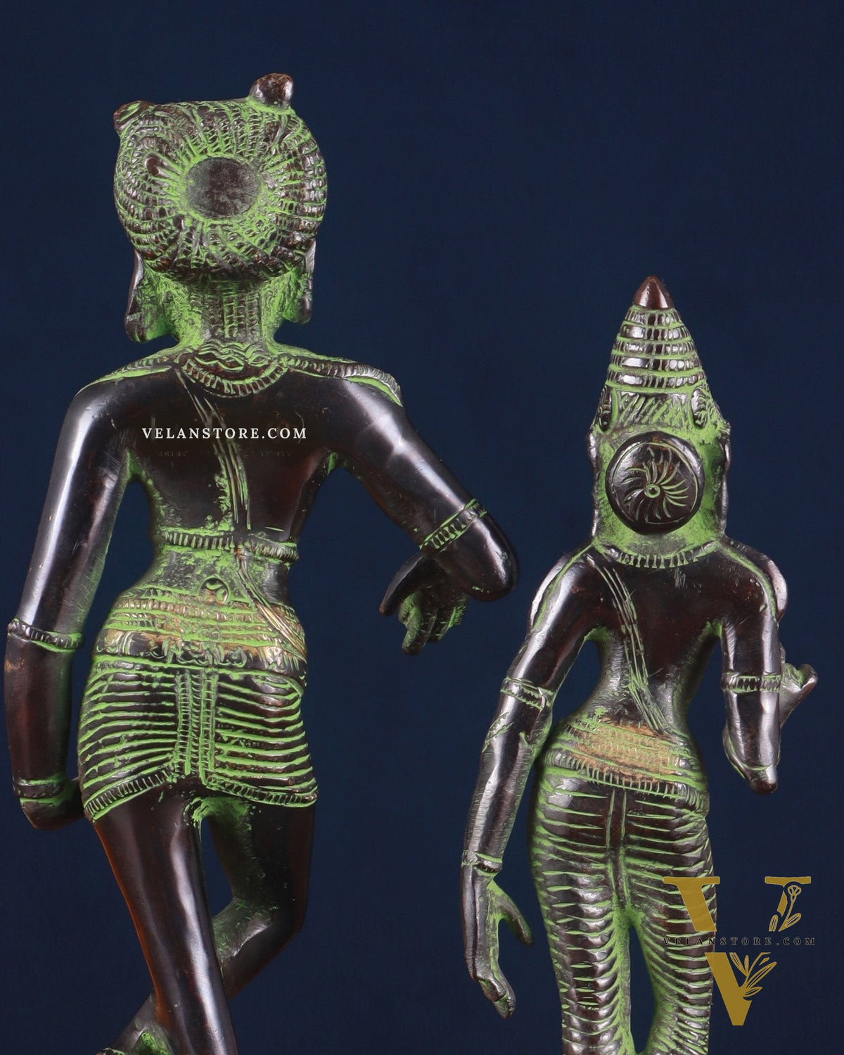 Pure Brass Vrishabhavahanamurti Shiva and Goddess Uma Parvati Statue Pair - black Antique Patina Finish