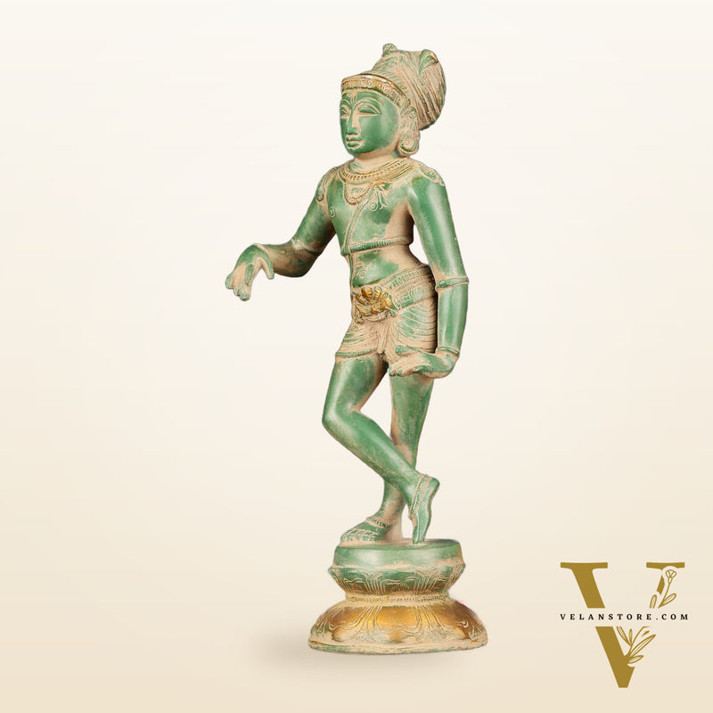Pure Brass Vrishabhavahanamurti Shiva Statue Green Antique Patina - 11.5" Tall