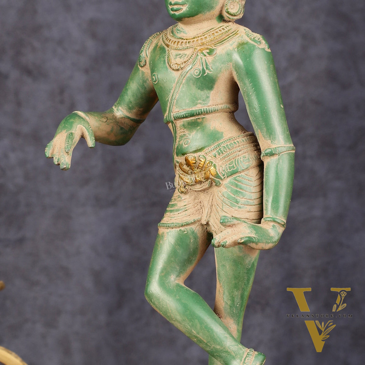 Pure Brass Vrishabhavahanamurti Shiva Statue Green Antique Patina - 11.5" Tall