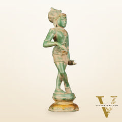 Pure Brass Vrishabhavahanamurti Shiva Statue Green Antique Patina - 11.5" Tall
