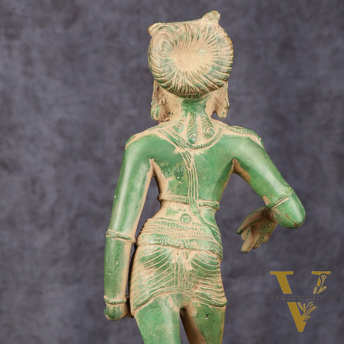 Pure Brass Vrishabhavahanamurti Shiva Statue Green Antique Patina - 11.5" Tall