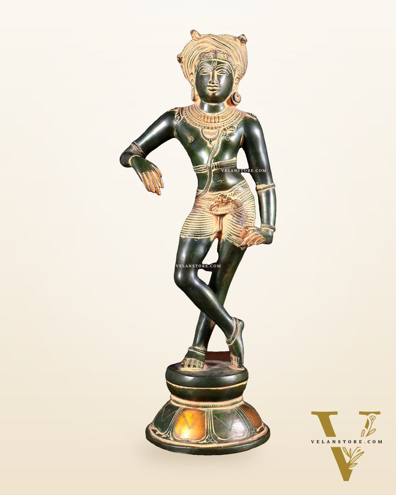 Pure Brass vrishava vahan Shiva Statue green patina  15 inch