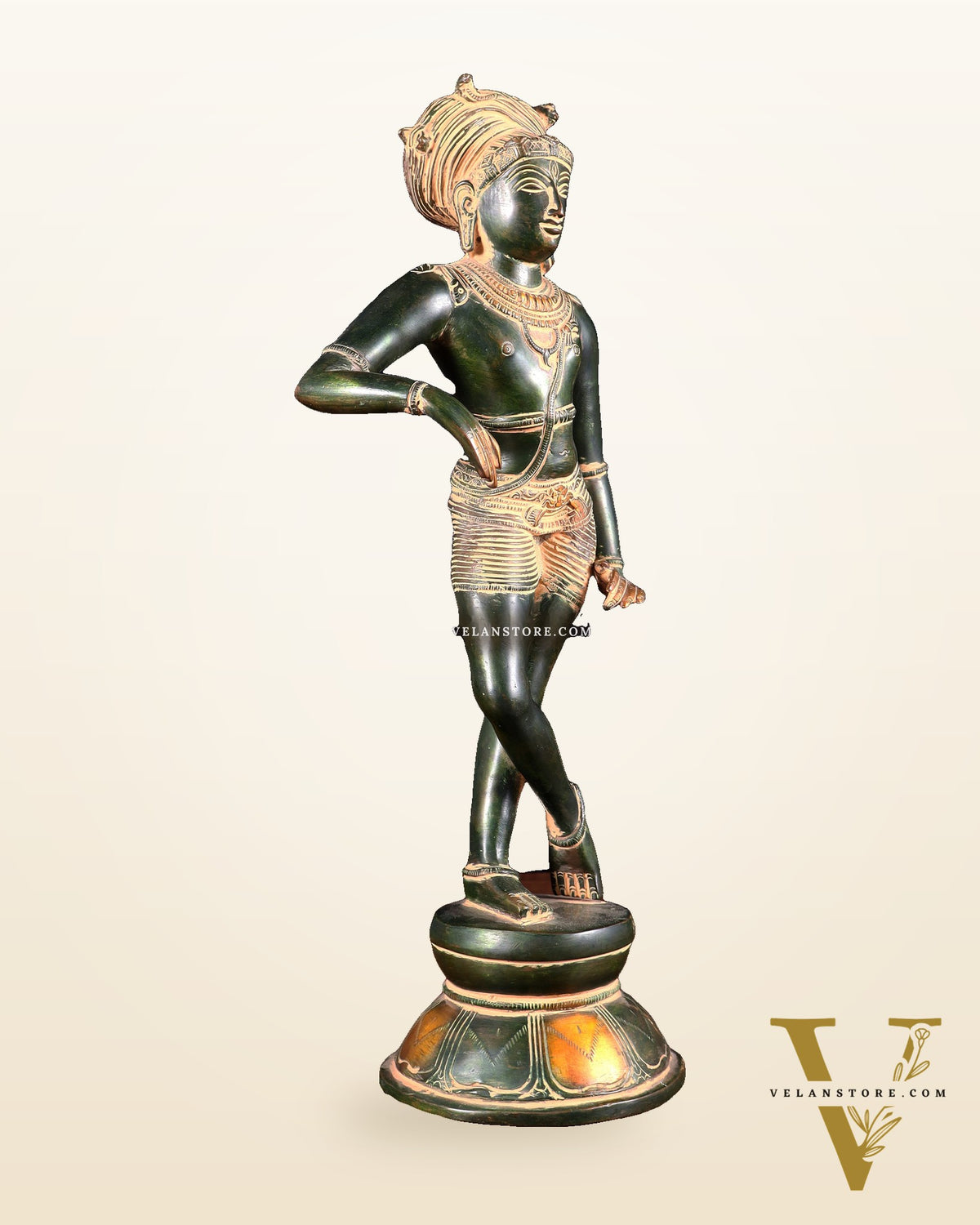 Pure Brass vrishava vahan Shiva Statue green patina  15 inch