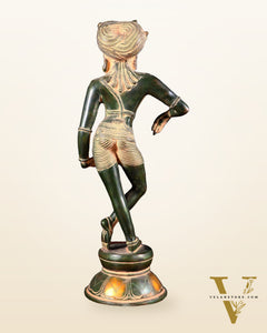 Pure Brass vrishava vahan Shiva Statue green patina  15 inch