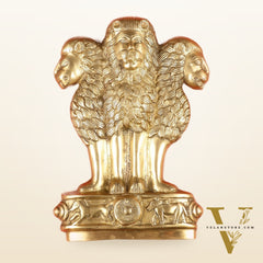 Pure Brass Wall Hanging Ashoka Lion Symbol - 11 Inch