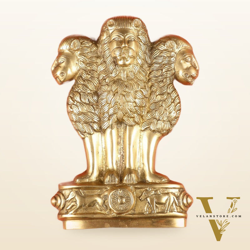 Pure Brass Wall Hanging Ashoka Lion Symbol - 11 Inch
