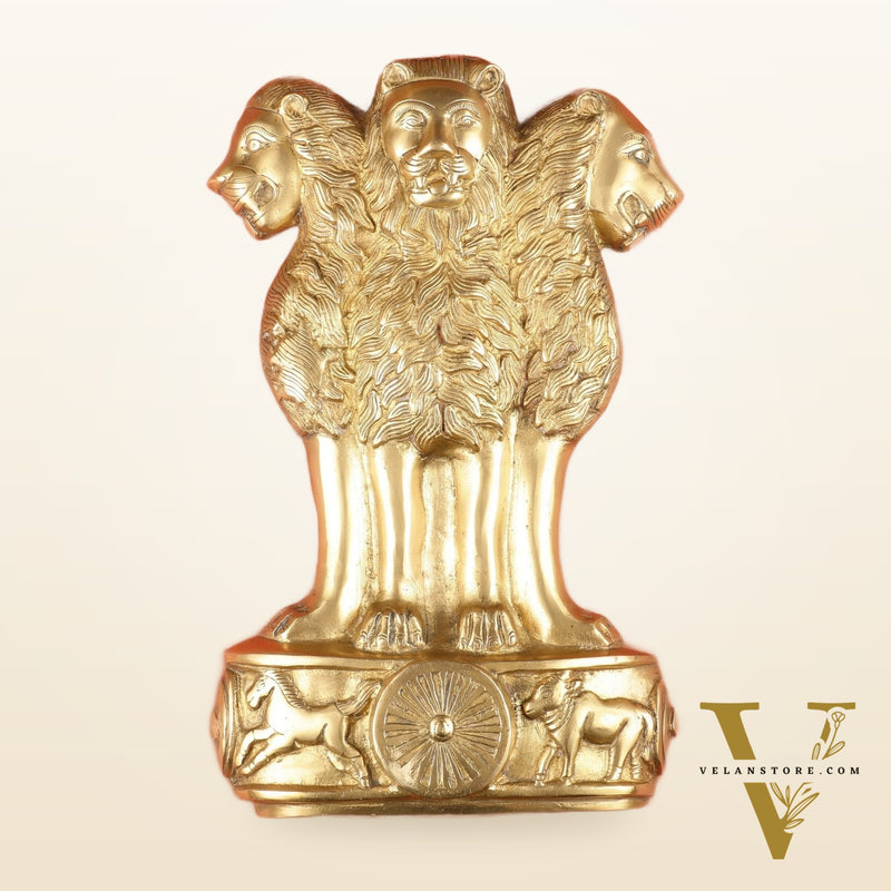 Pure Brass Wall Hanging Ashoka Lion Symbol - 16 Inch