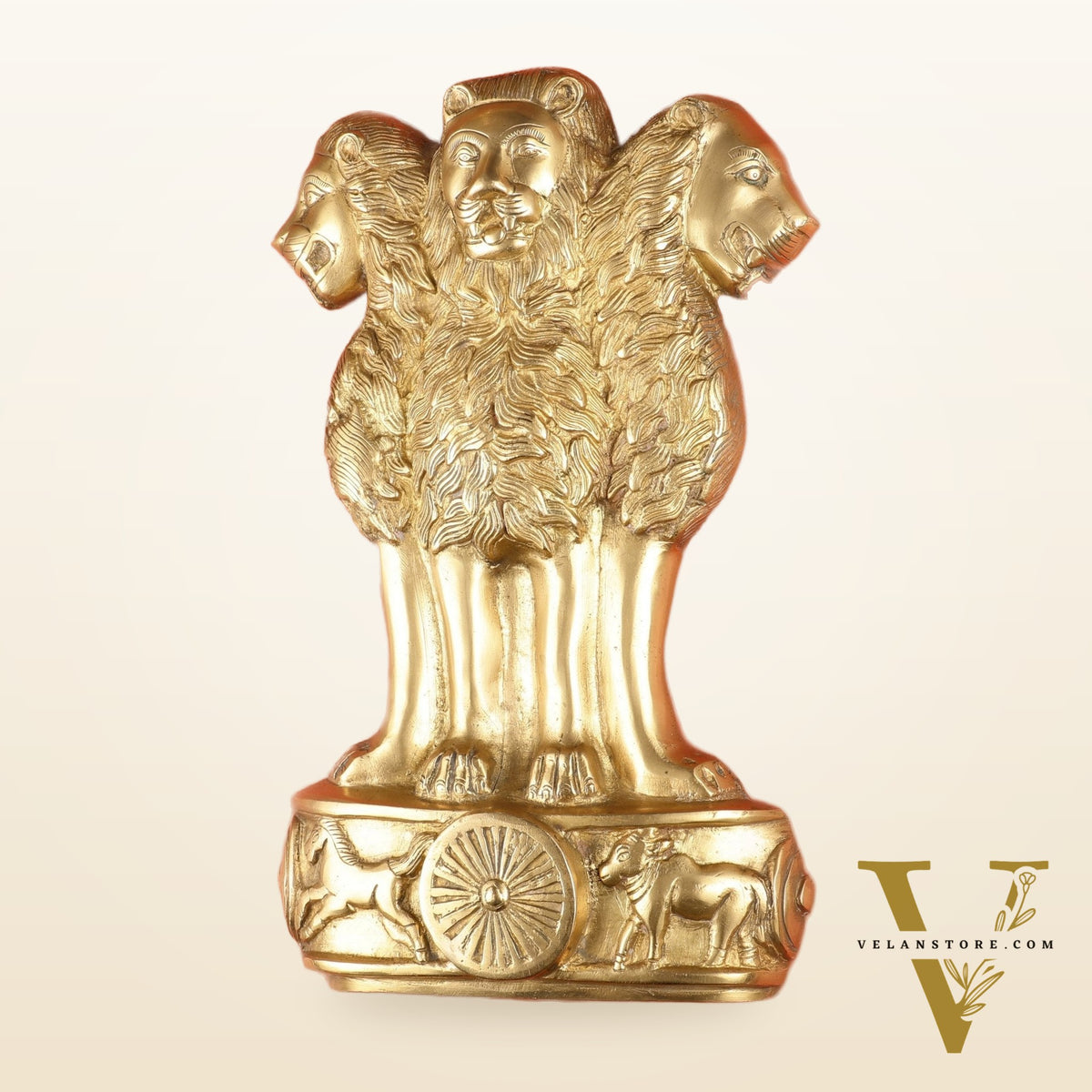 Pure Brass Wall Hanging Ashoka Lion Symbol - 16 Inch